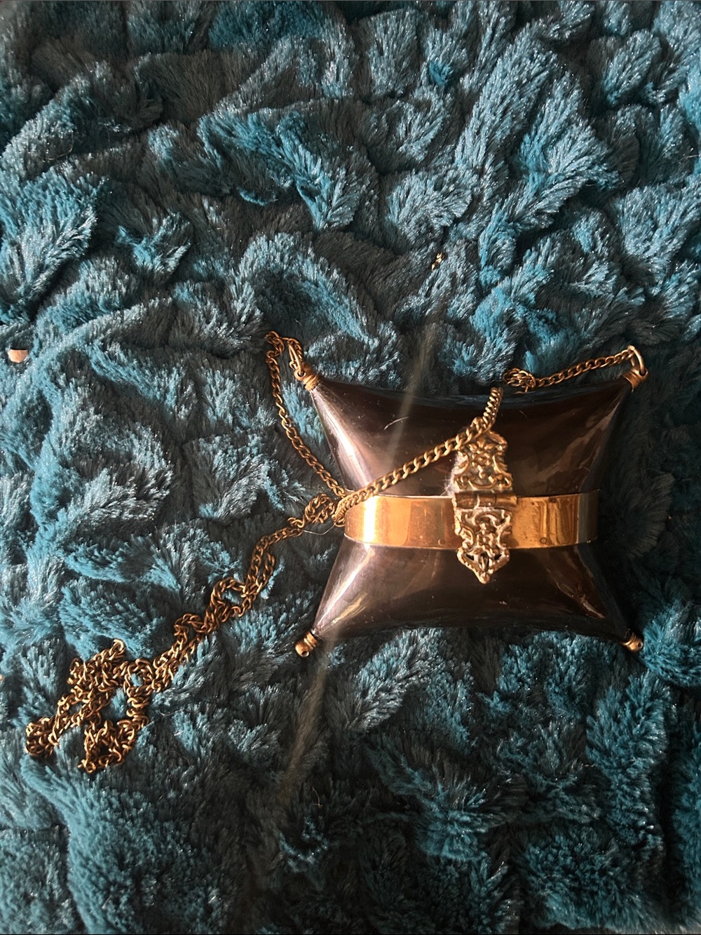 Vintage Art Deco Horn & Brass Pillow Crossbody Clutch